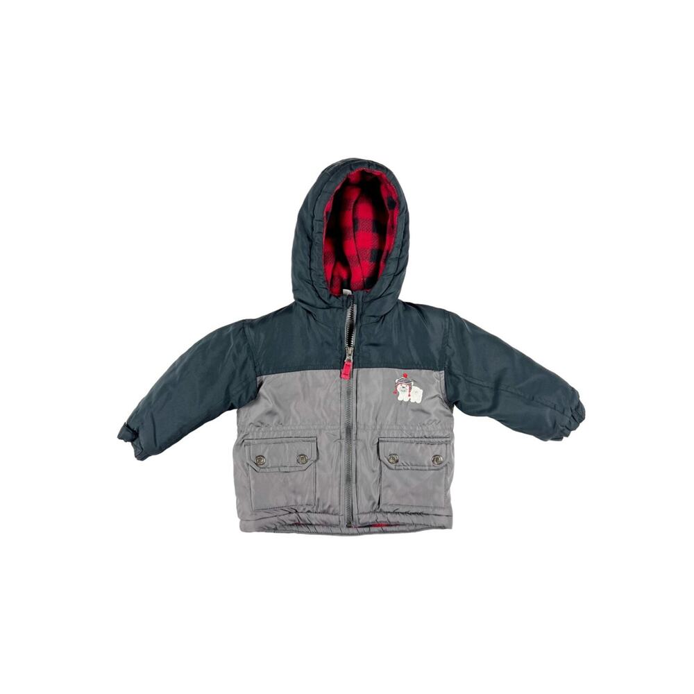 Carter’s Buffalo Plaid Fleece Lined Winter Jacket Black Gray 18 Months